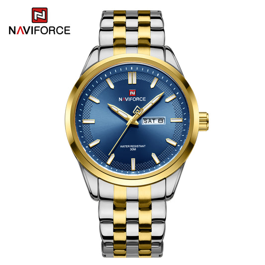 Naviforce 9203 Atlas Men Watch - Gold Silver Blue
