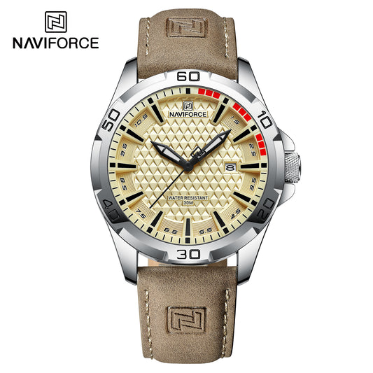 Naviforce 8023 Rotary Men Leather Watch - Brown