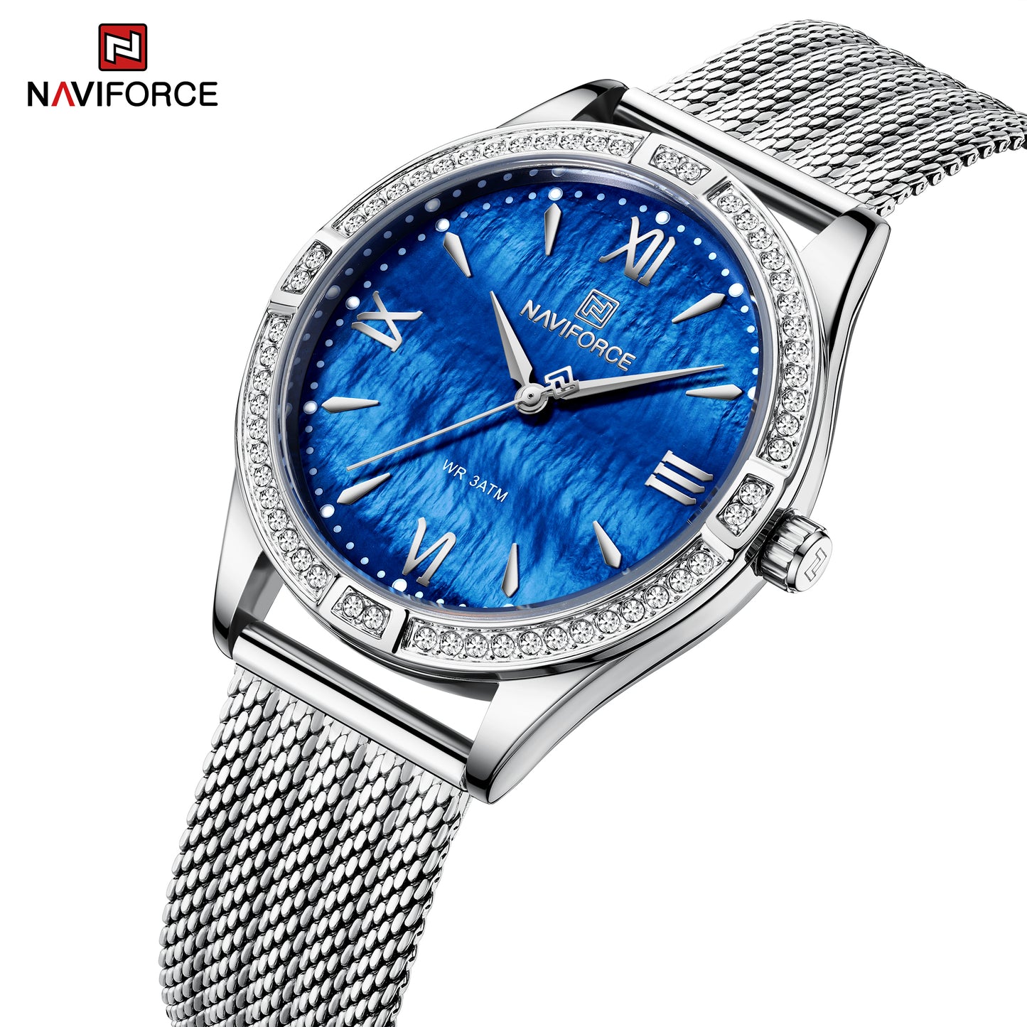 Naviforce 5028 Vintage Women Watch - Silver Blue