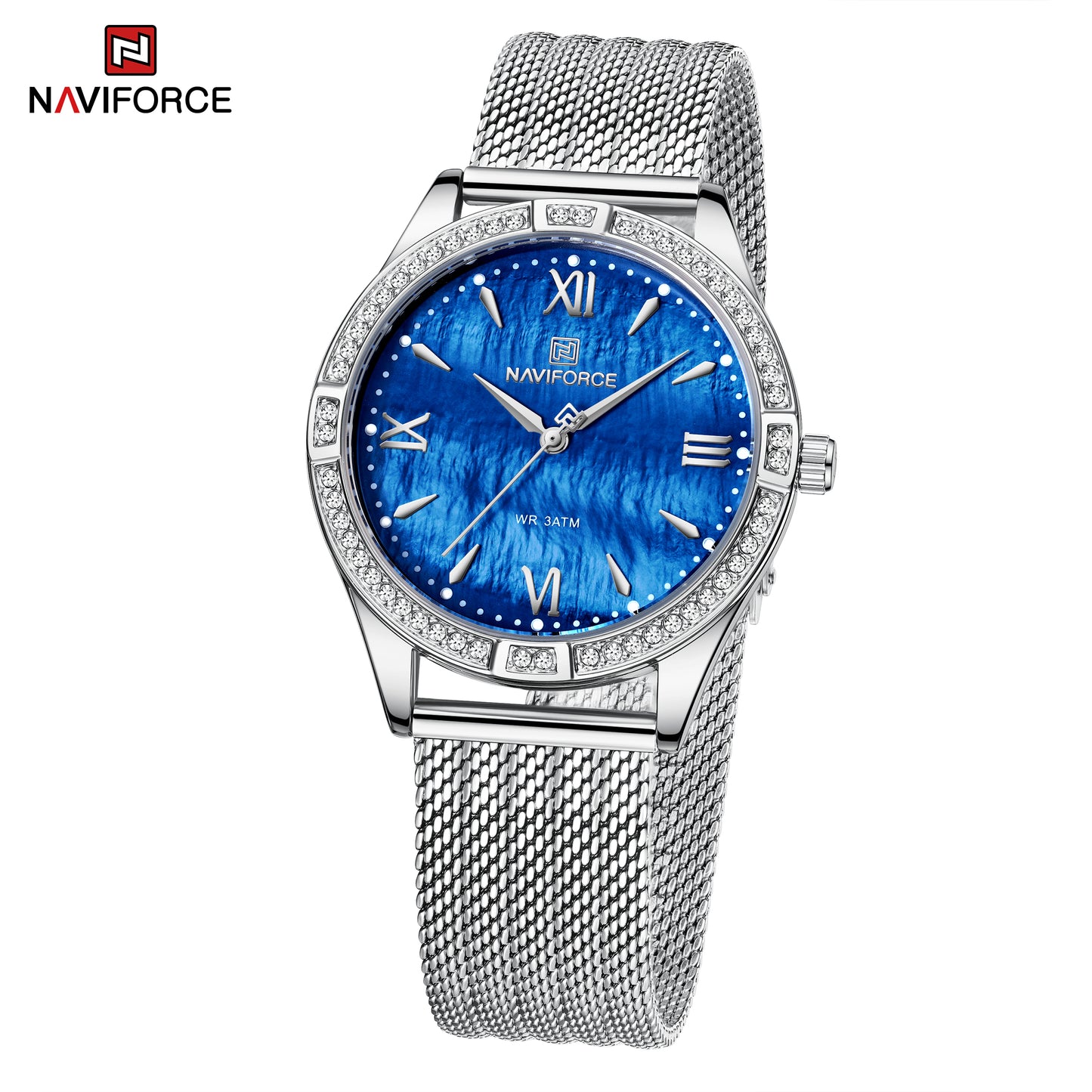 Naviforce 5028 Vintage Women Watch - Silver Blue