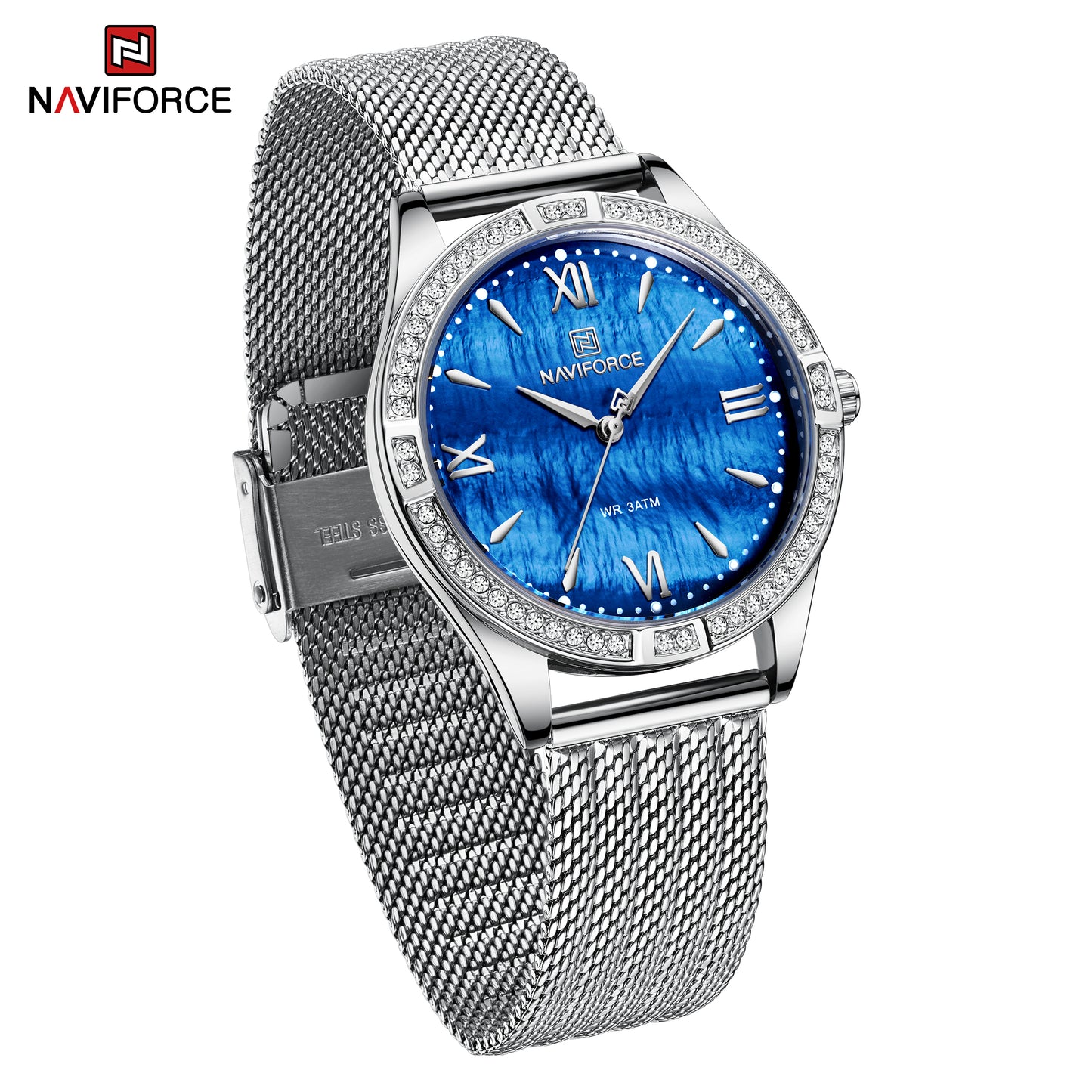 Naviforce 5028 Vintage Women Watch - Silver Blue