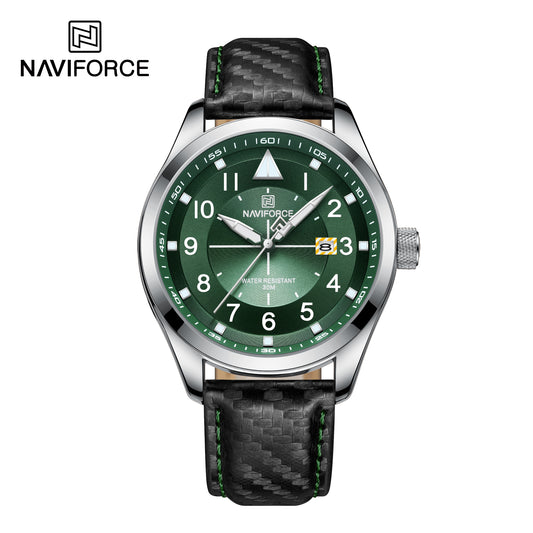 Naviforce 8022 Randy Men Leather Watch - Black Green